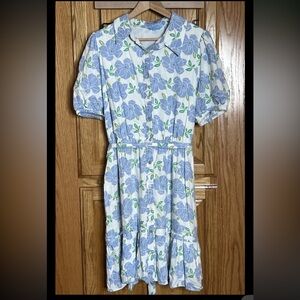 Draper James RSVP Dress Womens XL Short-Sleeve Floral Lined Collared Button-Up